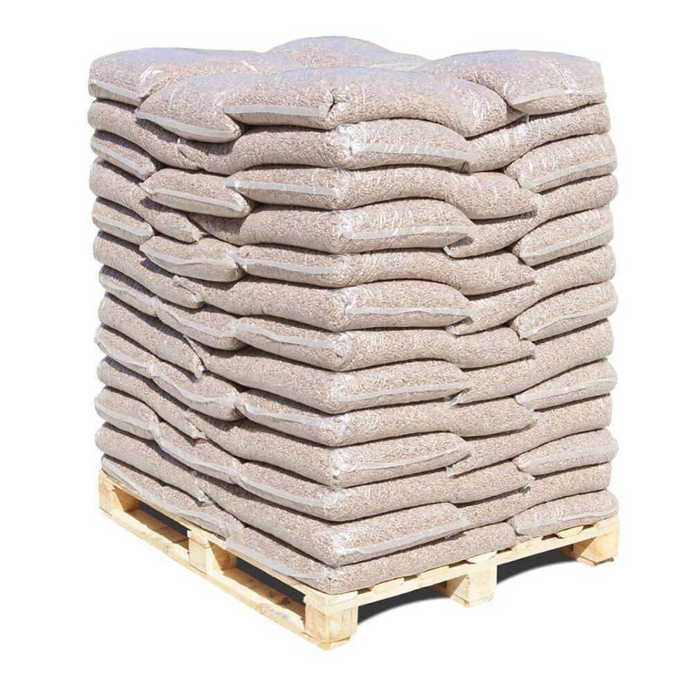 Pellets de madeira DIN Plus – Palete de 75 sacos de 10 kg